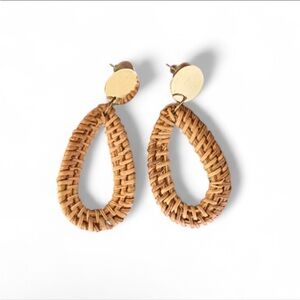 Elegant Gold and Tan Woven Earrings